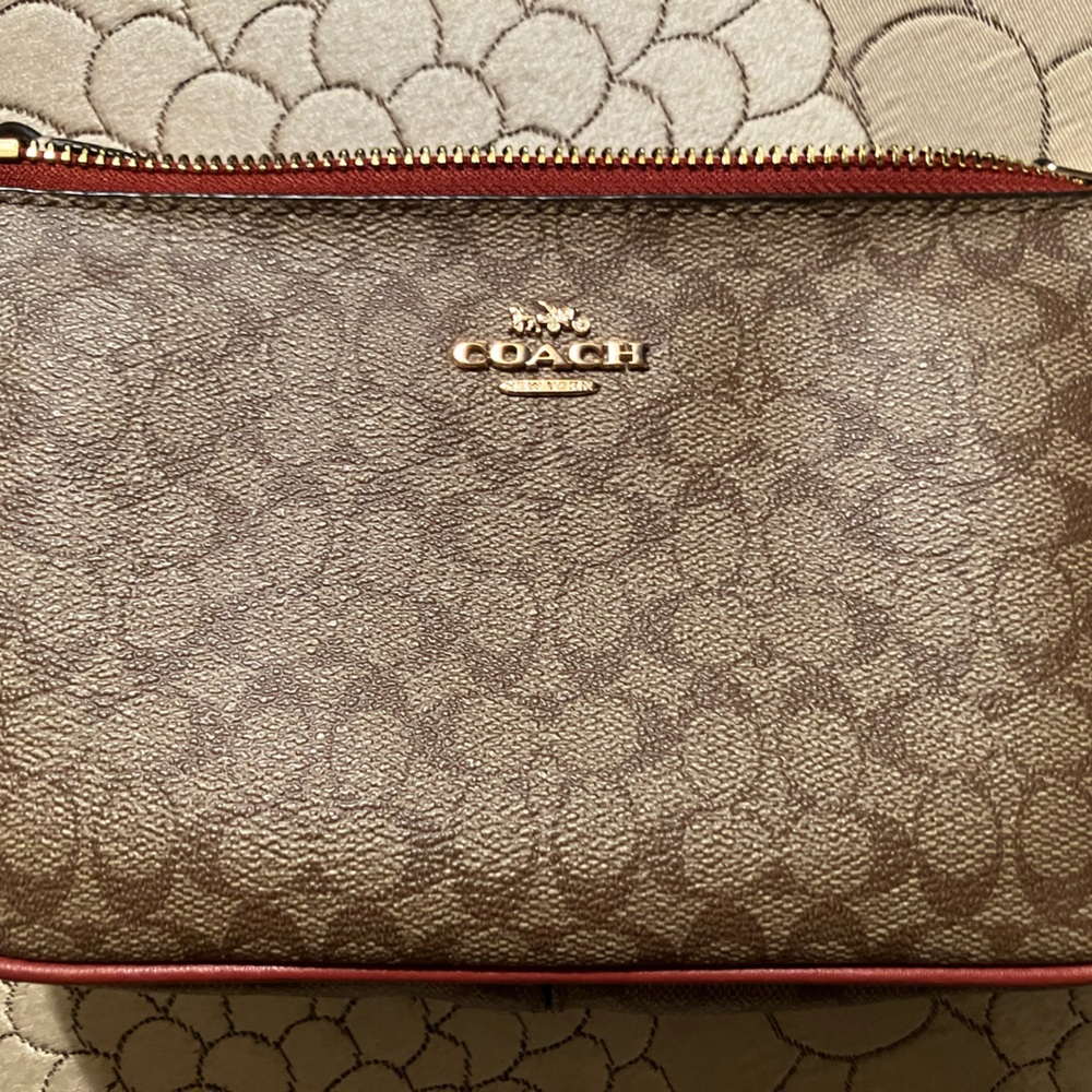 Coach Brown and Gold Wristlet